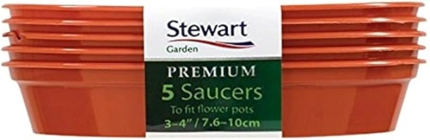 Stewart 4840014 7.6 - 9 cm Flower Pot Saucer - Orange/Terracotta (Pack of 5)
