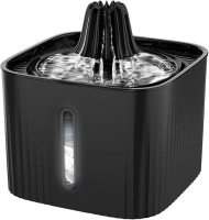 Cat Water Fountain for Drinking, 2L Quiet Cat Fountain with Activated Carbon Filter & Sponge, Visible Water Level Pet Water Bowl, Cactus Shaped, Pet Water Fountain for Multiple Pets, Black
