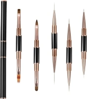 Lusofie 5pc Double-Ended Nail Art Brushes - Acrylic Nail Liner & Detail Brushes for Salon & Home DIY Manicure