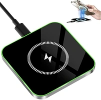 Wireless Charger, 15W Max Wireless Charging Pad for iPhone 16/15/14/13/12/11 Max/XS/8, Fast Charging Station Compatible with Samsung Galaxy S25/S24/S23/S22/S20, AirPods Pro(No AC Adapter)