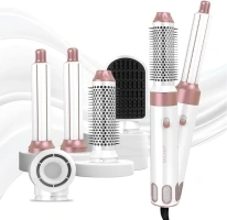 5 in 1 Air Styler - Hot Air Styler, Blow Dryer Brush, Hot Air Brush, Hairdryer Brushes with Straightening, Volumising, and Curling Effects – Negative Ionic Curler for All Hair Types