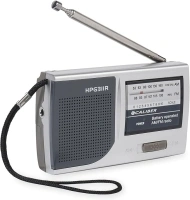 Caliber HPG311R Portable FM Radio Battery Operated Telescopic Antenna AUX-In Chrome