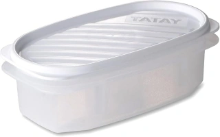TATAY Food Storage, Airtight, 0.5 L of Capacity, Flexible Pressure Lid, BPA free, Suitable Microwave and Dishwasher, White. Measures: 18,4 x 9,7 x 6,1 cm