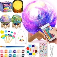 Arts and Crafts for Kids, DIY 3D Space Moon Lamp, Craft Kits for Kids Age 6 7 8 9 10 11 12, DIY Night Light Painting Kit, Birthday Easter Gifts for 10 Year Olds Girls, Art Supplies