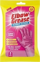 Elbow Grease Pink Rubber Gloves | Super Strong, Cotton Lined, Non-Slip Household Gloves (Medium - 1 Pack)