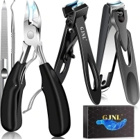 Toenail Clippers for Seniors Thick Nails - Straight 17mm Wide Jaw Toenail Clippers for Men Thick Nails, 37mm Heavy Duty Toe Nail Cutter for Seniors, No Splash Nail Clippers w Catcher for Women 5pcs