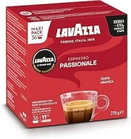 Lavazza A Modo Mio Espresso Passionale, Coffee Capsules, 100% Arabica, Warm and Inviting Taste, Intensity 11/13, Dark Roasting, Perfect for a 40ml Espresso, Compostable, 36 Pods
