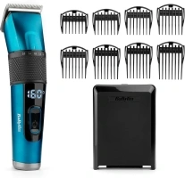 BaByliss Japanese Steel Digital Hair Clipper, Lithium Cordless/Corded, 45 Cutting lengths, LED screen, blue