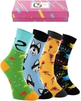 Creasocks Novelty Socks for Women Men Fancy Funky Quirky Colourful Silly Funny Socks for gifts, Cotton Socks, Gifts for women UK 4-7 Unique patterned socks, women odd socks 4 pair Unisex