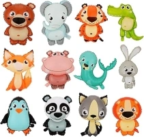 Safari Animal Balloons,12 Pack Reusable Foil Balloons for Kids’ Birthday Party Decorations (Panda, Tiger, Lion, Elephant & More!), Jungle Theme Party Supplies