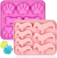 2 Pack Sausage Dog Ice Cube Tray, Dogs Paw and Bone Silicone Molds, Dachshund Gifts for Pet Lovers, Dog Themed Silicone Moulds for Baking, Chocolate, Dog Treat Moulds