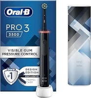 Oral-B Pro 3 Electric Toothbrush For Adults, 1 Cross Action Toothbrush Head & Mondrian Travel Case, 3 Modes with Teeth Whitening, 2 Pin UK Plug, 3500