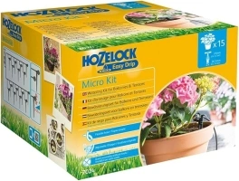 HOZELOCK - Micro Irrigation Kit "Micro Kit" : Ideal for Watering Potted Plants and Hanging Baskets, Easy to Use, Supplied with 15m of Ø 4mm Hose and 15 Drippers for Precise Watering [7024 0000]