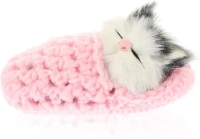Sleeping Cat Doll Simulation Vocalize Small Cat Stuffed Animal Plush Toy Kitten with Meows Sound