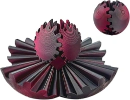 3D Printed Gear Sphere Fidget Toy - 8CM Portable Gear Ball, Steampunk Whirling Wonder Fidget Gearsphere, Torque Ball Turning Toys, Stress Relief Toys for kids Adults Home Travel Anxiety ADHD