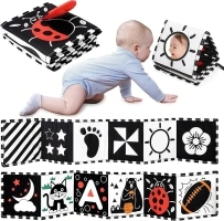 URMYWO Baby Toys 0-6 Months, Black and White Sensory Toys Brain Development, Tummy Time Toys, Soft Baby Book, Baby Essentials for Newborn 0-6-12 Months Montessori Toy Gifts