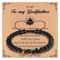 GLLBTPT Cross Bracelet for Son/Grandson/Dad/Nephew/Boyfriend/Godfather Gifts,Baptism Cross Bracelet Gift for Men Teen Boys (Godfather)