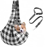 OVENOE Puppy Sling Dog Carrier with Seat Belt, Sling, Carry Bag, Reversible, Hand-Free Pet Sling for Cats & Dogs
