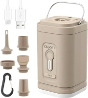 Portable Air Pump for Inflatables, Travel Mini Air Pump with 5 Nozzles, Rechargeable Air Mattress Pump for Pool Toys, Floats, Vacuum Bags, Camping & Travel