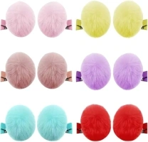 HugeDE 12 Pcs Pom Pom Hair Clips - Furry Ball & Cute Alligator Clips - Decorative Fluffy Hair Barrettes