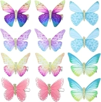 12 Pieces Of Butterfly Hair Clips, Colorful Butterfly Hair Clips, Children