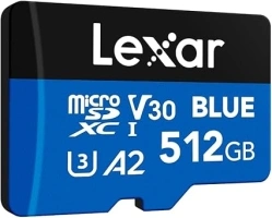 Lexar Blue Micro SD Card 512GB, up to 160MB/s Read, microSDXC UHS-I Card, Class 10, U3, V30, A2, Full-HD & 4K Video, High-Speed Memory Card for Smartphones/Tablets/Action Cameras