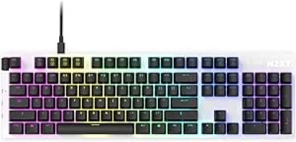 NZXT Function 2022 Mechanical PC Gaming Keyboard - Illuminated - Linear RGB Switches - MX Compatible Switches - Hot Swap - Durable Aluminum Top Plate - Gaming Keyboard UK | EN (QWERTY) White