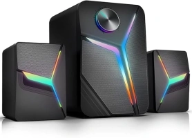 TONE JOY - PC Speakers with Subwoofer - Gaming Accessories - Touch Lights Gaming Speakers, USB Powered 3.5mm Aux Computer Speakers for Computer, Monitor, Desktop, Laptop