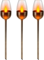 Status Lilydale Outdoor Garden Solar Light / 3 Pack of 6.3 Centimeter LED Open Flame Effect/Stainless Steel/Waterproof Garden Ornament Solar Light/Rechargeable Battery Included (LILYDALESS3PK6)
