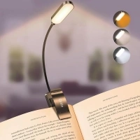 Gritin 16 LED Reading Light, Book Light 3 Eye-Protecting Modes Book Lamp (White/Amber/Mixed) - Stepless Dimming, Rechargeable, Long Battery Life, 4-Level Power Indicator, Flexible Clip on Book Light