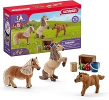 Schleich HORSE CLUB - 8 PC Miniature Shetland Pony Family Playset with 3 Horses and Accessories - Collectable Farm Animal Figurines - Realistic Mini Horse Toys for Girls and Boys - Kids Ages 5+