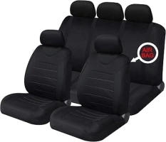 Sakura Car Seat and Headrest Covers Carnaby Black SS5397 - Full Set Universal Size Elasticated Hems Side Airbag Compatible Washable Easy Fit
