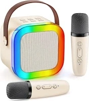 Gontence Karaoke Machine 2 Microphones - Off-white Karaoke Microphones for Girls Birthday Presents - Girls Toys Age 3-12 - Kids Microphone Toys for 3-15 Year Old Girls for Kids