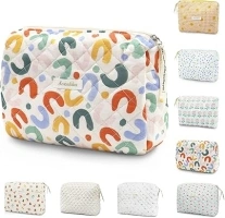 GLGHMH Cotton Floral Travel Makeup Bag, Portable Cosmetic Storage, Colorful U