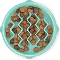 Outward Hound Puppy Slow Feeder Dog Bowl - Also suitable for Cats - Makes Meal Time Fun, Slows Down Eating, Promotes Healthy Digestion, Prevents Bloat | Slip Resistant and Durable, Size Small (Mint)