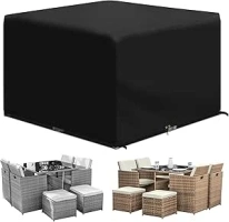 PATIO PLUS Cube Garden Furniture Covers With PU Coating,Garden Square Table Cover Waterproof,Windproof, Anti-UV, 600D Oxford Fabric Outdoor Patio Table Covers for Chair and Table 125x125x71cm Black