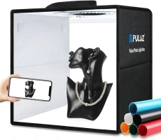 PULUZ Light box Photography,12"x12" Professional Dimmable Photo Studio Box Tent Kit with CRI ≥ 97 White Lighting 120 LEDs Lights + 8 Photo Backdrops for Product Photography