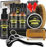 Beard Kit,Beard Growth Care Grooming Kit w/Beard Wash/Shampoo,2 Pack Beard Growth Oil,Beard Balm,Beard Brush,Beard Comb,Scissors,Best Beard Mens Gifts for Men Dad Him Christmas