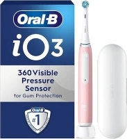 Oral-B iO3 Electric Toothbrushes Adults, 1 Toothbrush Head & Travel Case, 3 Modes with Teeth Whitening, 2 Pin EU Plug, Pink