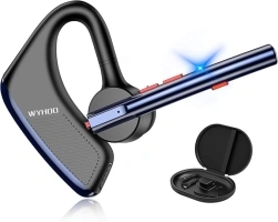 WYHOO Bluetooth Earpiece Handsfree, Bluetooth Headset with Noise Cancelling Dual Mic, Hands Free Earpiece Bluetooth Wireless Headset 24H Talktime for iPhone Cell Phone Truck Driver Business Office